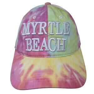 Myrtle Beach Strapback Hat Multicolor One Size Embroidered Tie Dye